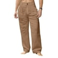 thumbnail image 4 of Dresfit Linen Pants Mens Spring Open Bottom Wide Leg Pants Big and Tall Drawstring Yoga Slacks Baggy 2026 Lightweight Elastic Waist Trousers Brown L, 4 of 6