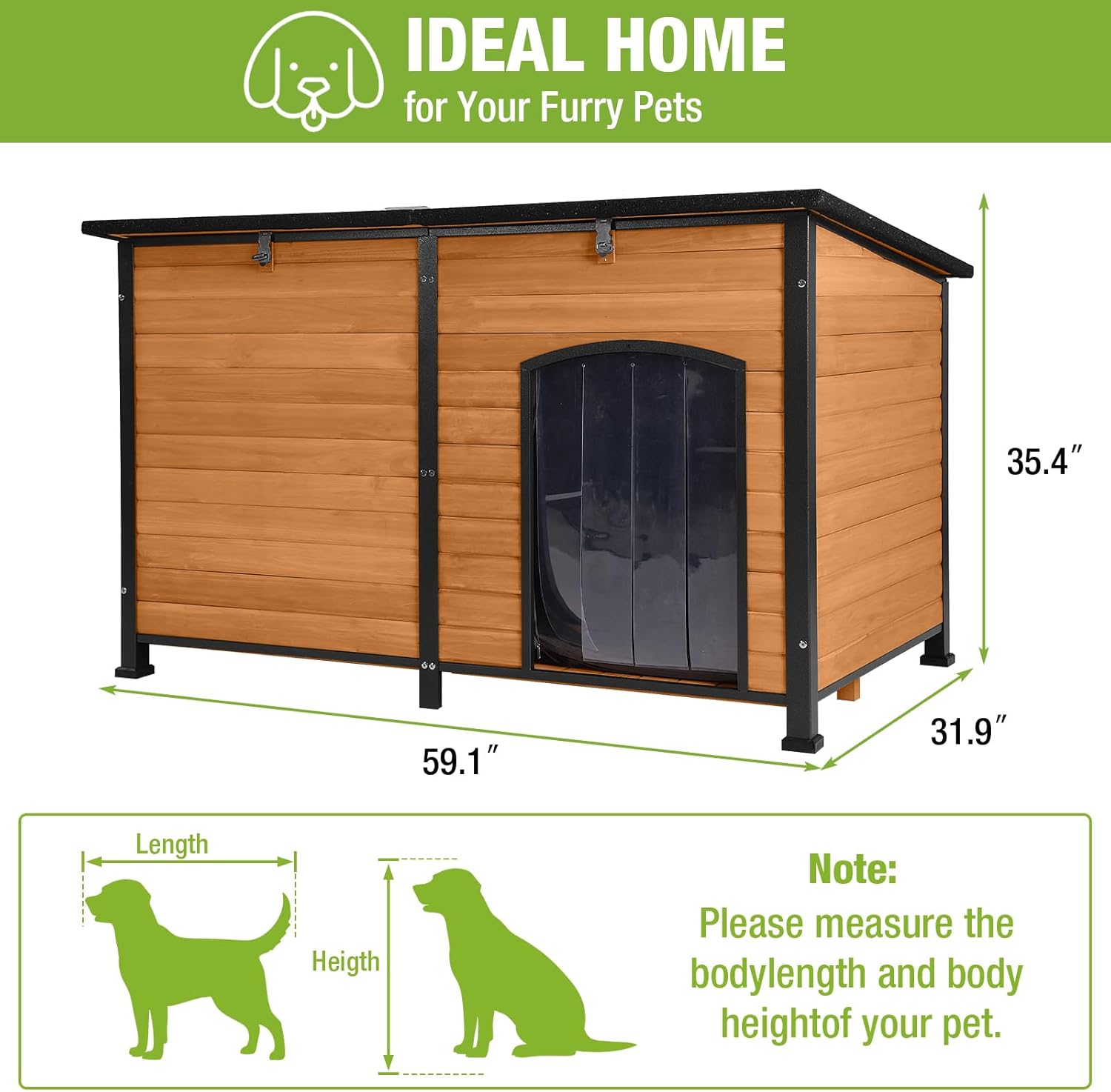 Aivituvin Large Outdoor Dog House Insulated Dog House for Outside Weatherproof Dog Shelter with Chew-Proof Full Metal Frame, Insulated All-Round Thermal Liner, Openable Roof (Winter-Ready)
