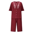 thumbnail image 7 of Womens Sets 2 Piece Outfits Casual Short Sleeve Button Down Shirt and Shorts Loungewear Summer Clothes, 7 of 7