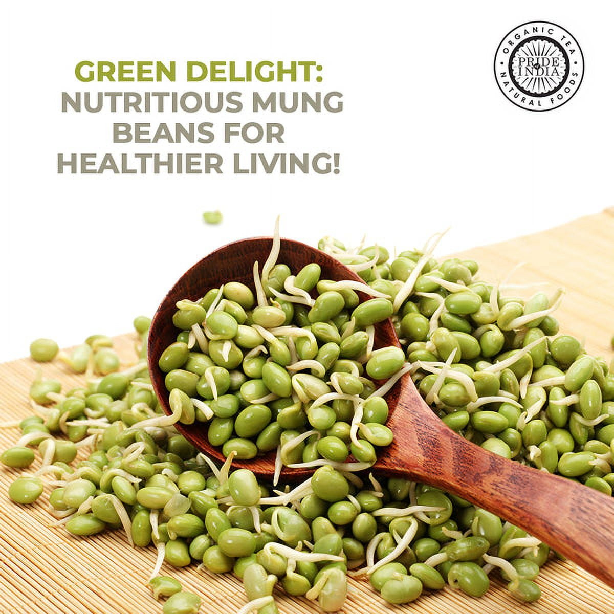 Pride of India - Pack of 6 - Whole Green Mung Beans (Moong), 3 lbs Jar, Plant Based Protein, Natural, Vegan & Gluten-Free
