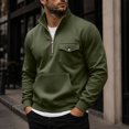 thumbnail image 3 of Mens Quarter Zip Pullover Sweatshirt Fall Winter Long Sleeve Casual Plain Stand Collared Sweatshirts with Pockets, 3 of 6