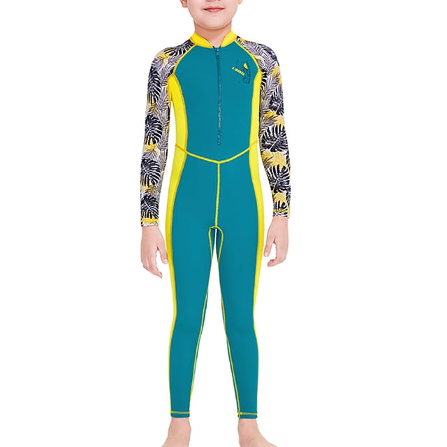 Traje de buceo traje de buceo secado rápido niños traje de neopreno largo manga larga y pantalones juventud de traje de baño de cuerpo completo para snorkeling surf azul XL kenally OD003661-04