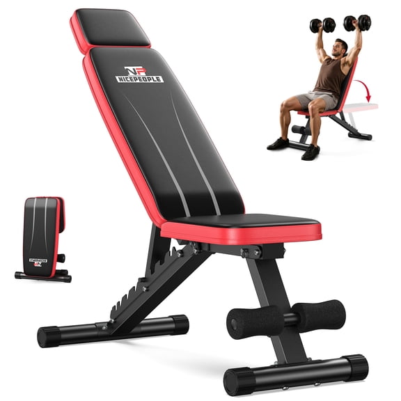 NICEPEOPLE Adjustable Weight Bench with Headrest,Dual-Support Workout Bench with 10 Backrests and 660LBS Weight Capacity