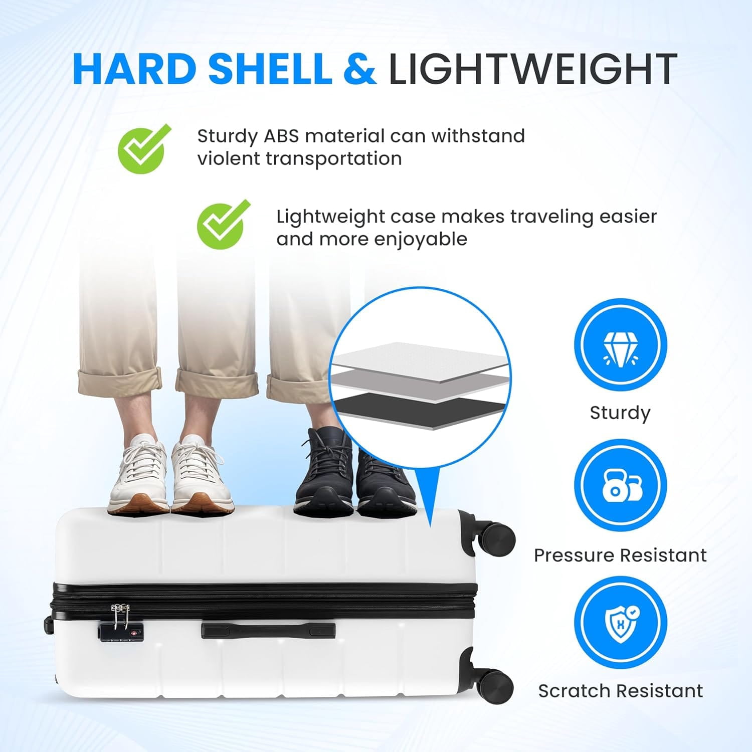 20" Carry-On Luggage, Lightweight ABS Hard Shell Suitcase with Spinner Wheels, Expandable, TSA Lock & Retractable Handle