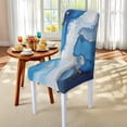 thumbnail image 5 of TSOVTHRID Blue Golden Marble Print Dining Table and Seat Covers Water Resistant Dining Seat Covers High Stretch Fitted Tablecloth with Dining Chairs Fits for Room Hotel Party Decor, Set of 5, 5 of 7