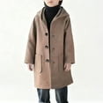 thumbnail image 4 of OGLCCG Boys Casual Trench Coat Kids Winter Single Breasted Long Jacket Trendy Long Sleeve Hooded Pea Coat with Pockets 4-14 Years, 4 of 5