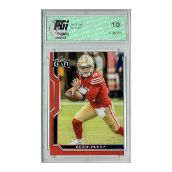 Brock Purdy 2023 Leaf Football #B1-1 Red SP Special Edition Trading Card PGI 10 San Francisco 49ers