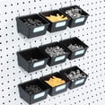 thumbnail image 1 of 16 Pack Pegboard Bins with Hooks and Labels, for Organizing Accessories, Black, 1 of 7