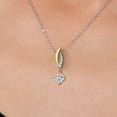 thumbnail image 3 of Gem Stone King 925 Silver and 10K Yellow Gold White Lab Grown Diamond Pendant Necklace for Women | 0.53 Cttw | Gemstone April Birthstone | Round 5MM | DEF Color | VVS-VS Clarity | With 18 inch Chain, 3 of 6
