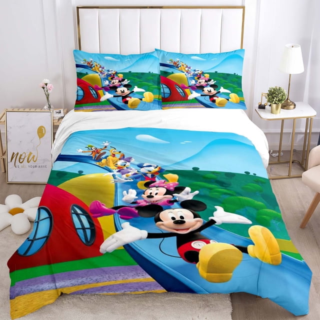 Disney Mickey Minnie Mouse Quilt Cover Pillowcase Bedding Three Piece Set Multi Size Comforter Duvet Cover Anime Bedding SetsUS Twin 173x218cm Gao Jinjia LED