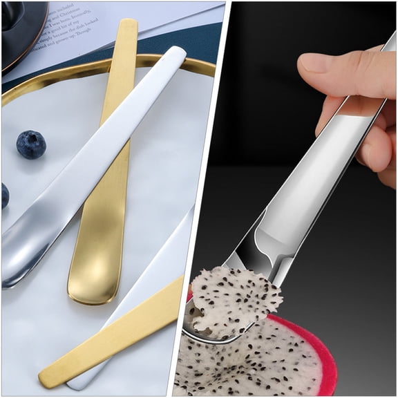 Hytrove Set of 2 Stainless Steel Ice Cream Spoons for Serving Desserts at Home, Metal Dessert Utensils