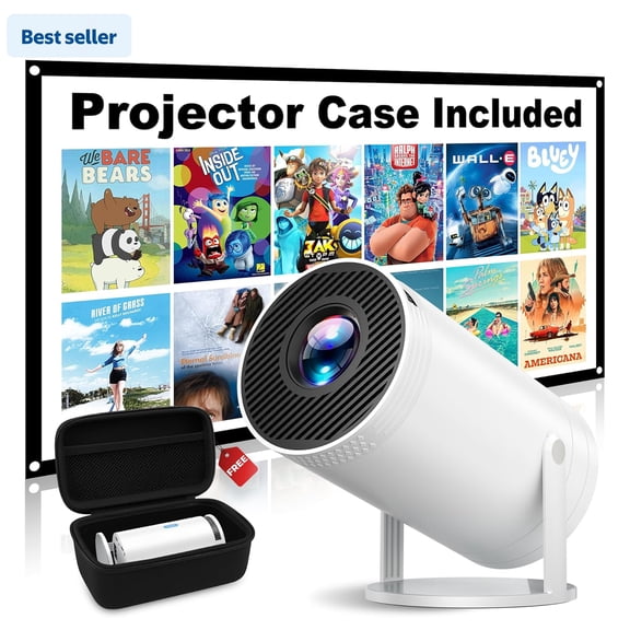 Mini Projector, 270° Rotation, Portable Projector 4K Support, Full HD 1080P Outdoor Movie Projector, Max 200" Display, Compatible with Smartphone/TV Stick/Laptop/PS4/HDMI/USB
