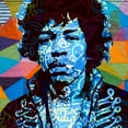 thumbnail image 4 of Stephen Chambers 15x15 Black Modern Wood Framed Wall Art Titled - Hendrix Graffiti 2 Final, 4 of 6