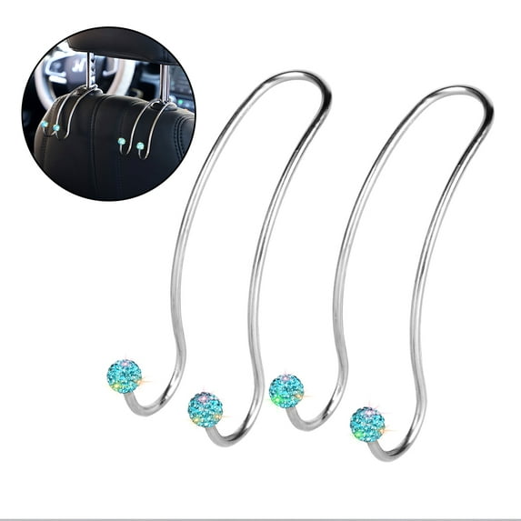 OTOSTAR Auto Hooks Bling Car Hangers Organizer Seat Headrest Hooks Strong and Durable Backseat Hanger Storage Universal for SUV Truck Vehicle 2 Pack (Sky Blue)