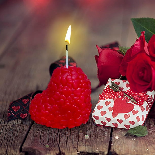 Vela de aromaterapia en forma de corazón para San Valentín | Vela de cera de soja con aroma a rosa | Decoración romántica para el hogar y regalo para mujer | Duración prolongada con fragancia
