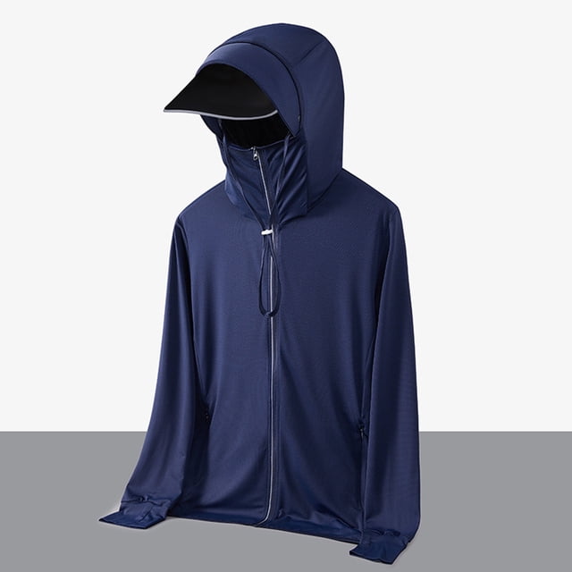 pstuiky camisas de hombre de manga larga, Chaqueta protectora de verano con capucha y protector solar de manga larga para hombre, ideal para deportes al aire libre y secado rápido. l