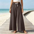 thumbnail image 5 of Edvintorg Wide Leg Pants For Women Lightweight Elastic Waisted Baggy Casual Palazzo Trousers With Pockets Plus Size Flowy Pants Women Brown XL, 5 of 8
