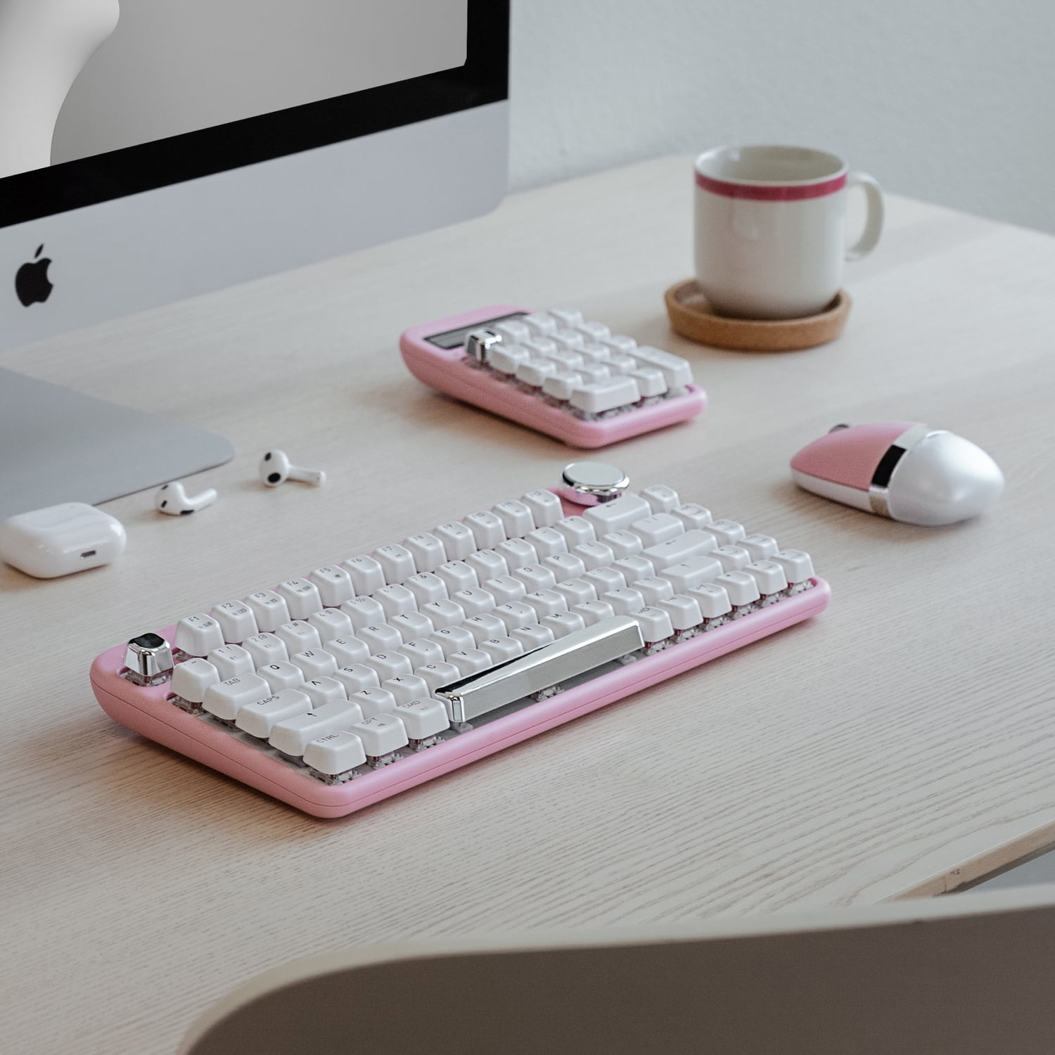 Azio IZO Bluetooth and USB Mechanical Computer Keyboard with Red Switches (Pink Blossom), IK408