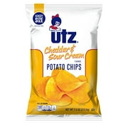 Utz Quality Foods Original Potato Chips 7.5 Ounce Hungry Size Bag (Cheddar & Sour Cream, 3 Bags)