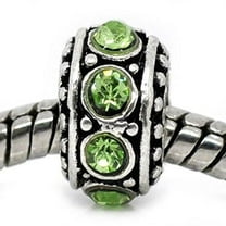 Sexy Sparkles Silver Plated Base Metal August Birthstone Spacer Bead Charm for European snake chain charm Bracelet -Zinc Metal Alloy