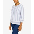 thumbnail image 6 of Alfred Dunner Womens Womens Crewneck Three-Quarter Bell Sleeve Stripe Sweater With Removable Necklace, 6 of 6
