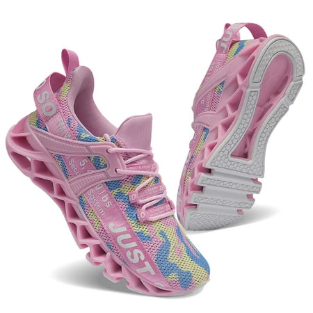WONESION Just so so Womens Running Shoes Breathable Gym Shoes Athletic Walking Sneakers Camouflage pink Size 6