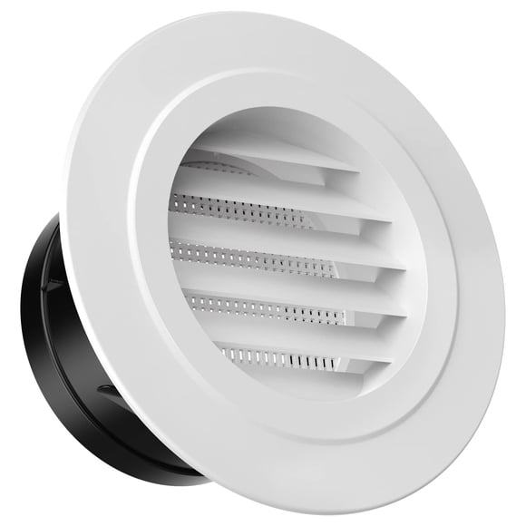Rejilla de ventilación redonda Hon&Guan de 10 cm con malla antiinsectos, blanca