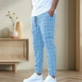 thumbnail image 6 of Men Straight Fit Plaids Drawstring Pants Casual Long Pants Elastic Waist Drawstring Slant Pockets Male Trousers, 6 of 12