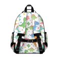 thumbnail image 2 of Dinosaur and Flower Pattern Cute School Backpack Bag for School with Padded Back and Adjustable Shoulder Straps 15.25"x11.5"x5.25", 2 of 3