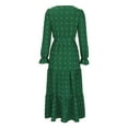 thumbnail image 6 of cfhntfmh Fall Dresses for Women Long Sleeve V Neck Long Maxi Dress Elegant Flowy Tiered Ruffle Hem A-Line Dress, 6 of 7
