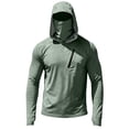 thumbnail image 2 of Qwertyu Sun Protection Fishing Shirts for Men Upf 50+ Long Sleeve Hoodie Tee Shirts 2026 Summer with Face Mask UV Rash Guard Hiking Tops Mint Green XL, 2 of 6