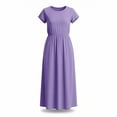 thumbnail image 5 of Admvng Women's Maxi Dress Short Sleeve Round Neck Casual Dress with Pockets Flowy Summer Long Dress, 5 of 6