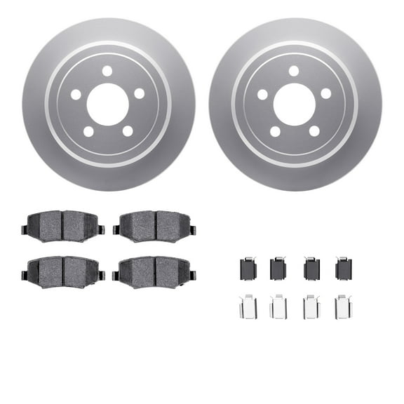 Dynamic Friction Company Rear Geospec Brake Rotors with Ultimate Duty Performance Brake Pads includes Hardware 4412-42017