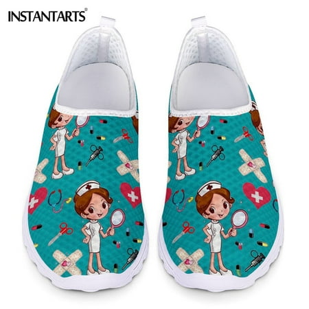 

Nursing Shoes for Women Nurse Sketch Print Summer Mesh Slip On Flats Women Breathable Ladies Sneakers Zapatos mujer