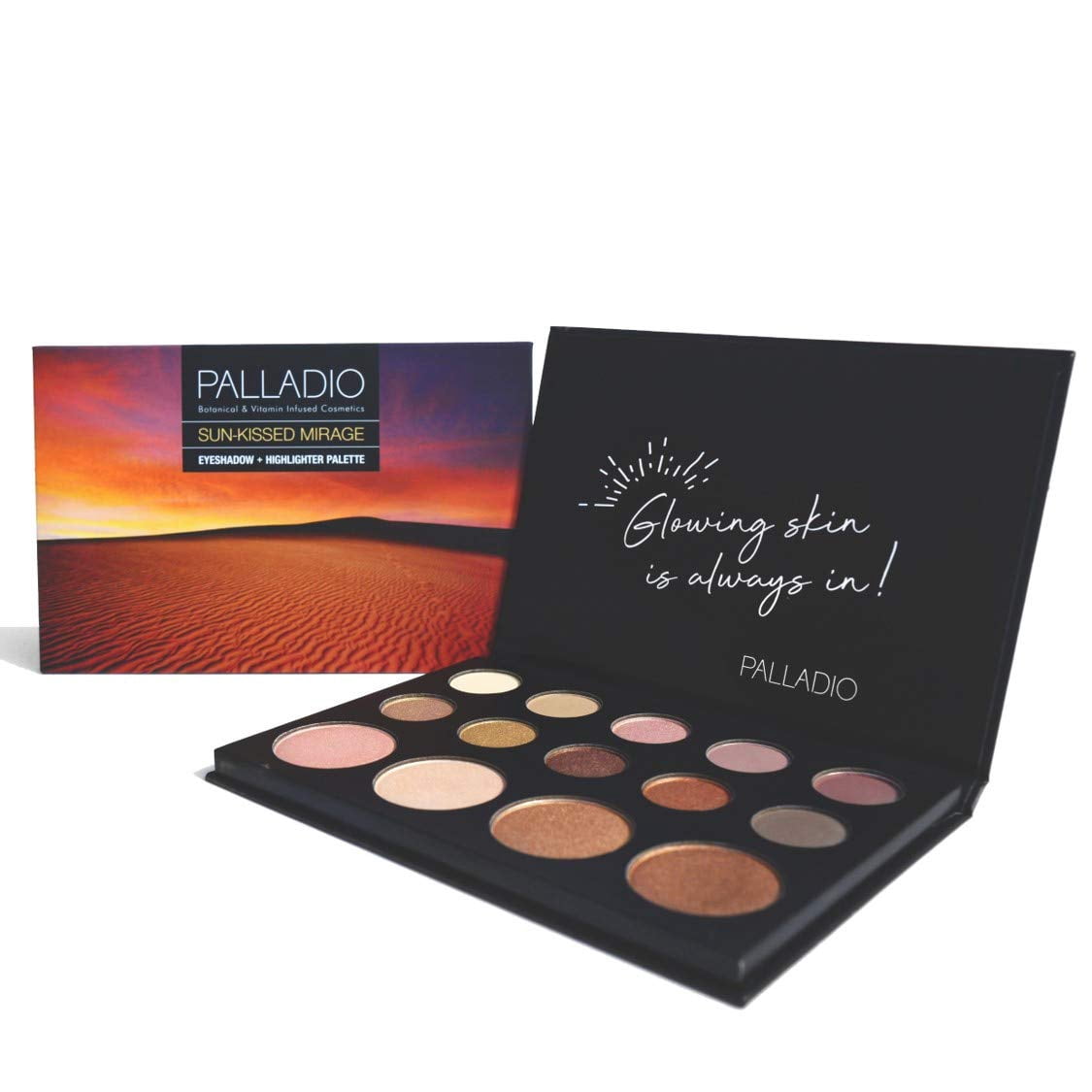 Palladio Eyeshadow + Highlighter Palette Sun-Kissed Mirage 1.06oz