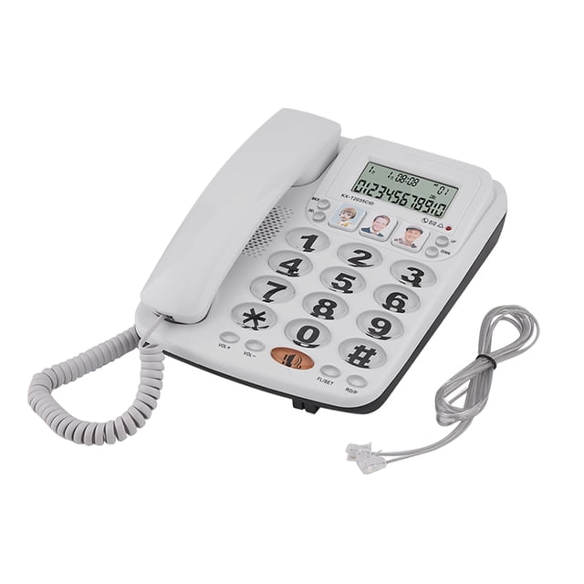 Teléfono con cable de 2 líneas con altavoz, marcación rápida, identificador de llamadas para el hogar o la oficina