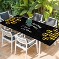 thumbnail image 2 of Cats Pawprints Table Cloths for 8 Foot Rectangle Tables, Yellow Black Buffalo Plaid Pets Paw Patio Waterproof Elastic Fitted Tablecloths, Washable Rectangular Table Cover for Camping, 2 of 8