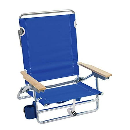 Rio Brands 5 Position Classic Lay Flat Beach Chair with Backpack Straps  Blue  8.5