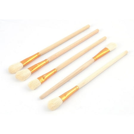 - Wooden Grip Nylon Hair Round Design Watercolor Wax Paint Brush Pen 5pcs