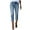 Blue, variant on Women's Fashion Stretchy Distressed Hem Denim Capri Jeans Straight Leg Casual Pants Comfortable Washed Lightweight