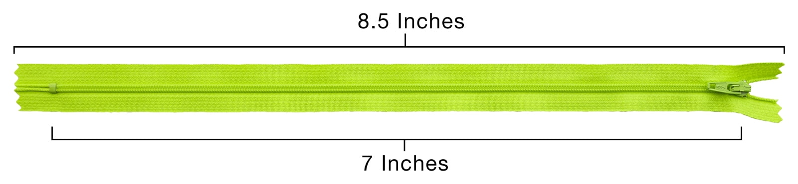 YKK® #3 Lightweight Closed-End Zipper, 7 Inch Length, Party Bright Green 535 (100 Pack)