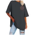 thumbnail image 3 of TSADFHJI Hauts Pailletés pour Femmes Vacances Mode Décontractée Imprimé Col Rond Manches Courtes T-Shirt TG Gris Foncé, 3 of 6