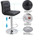 thumbnail image 4 of LEMY Bar Stools Modern PU Leather Square Counter Height Swivel Stool Chair Armless with Back, Adjustable Hydraulic Kitchen Stool Dining Chair Set of 2(Black), 4 of 15