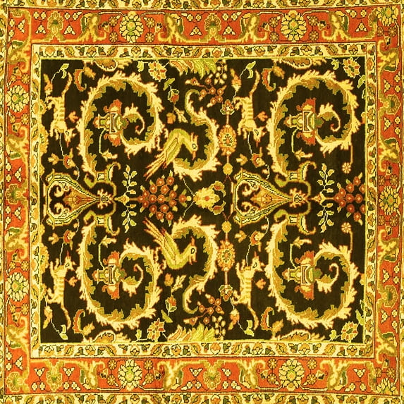 Ahgly Company Indoor Square Animal Yellow Traditional Area Rugs, 6' Square