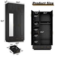 thumbnail image 6 of ChVans 3 Door Armoire Wardrobe Closet with Top Cabinet and Mirror, 94.5'' LED Wardrobe Armoire with 3 Drawers, Hanging Rod & Multi-Layer Shelves for Bedroom, Black, 6 of 8