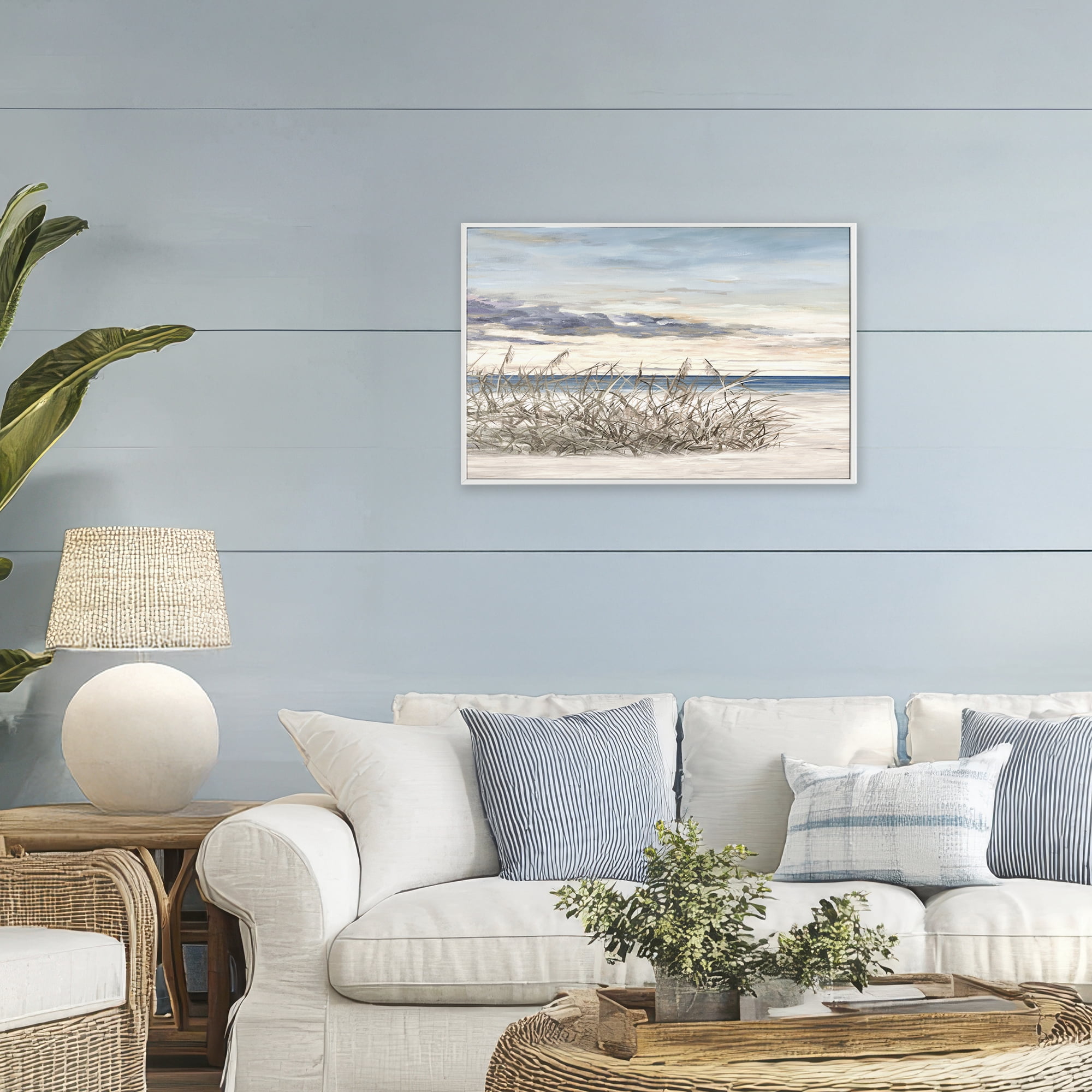 Stupell Industries Windy Beaches Landscape White Framed Giclee Art, design by Julie DeRice