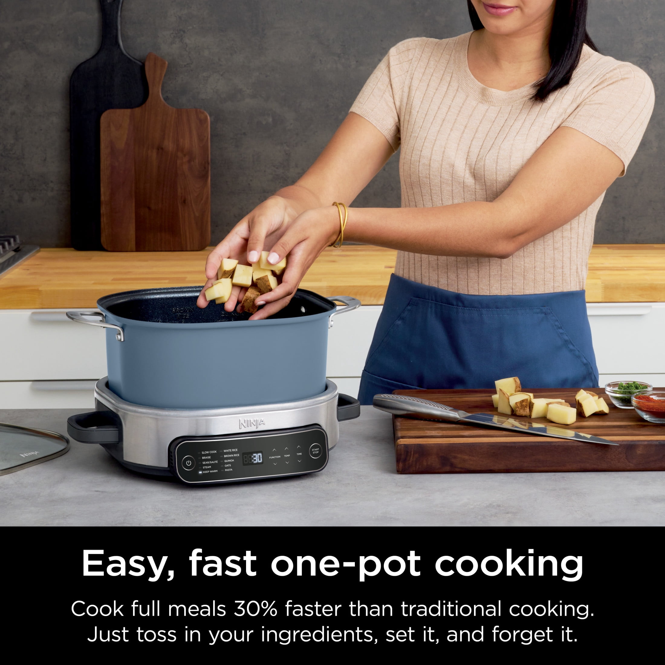 Ninja 10-in-1 Everyday PossibleCooker PRO 6.5 Qt Multi-Cooker, Slow Cook, Dutch Oven, Rice Cooker, MC1100A Blue