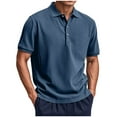 thumbnail image 2 of Einccm Men's Short Sleeve Button-Up Casual Shirt, Solid Color Turn-Down Collar Lightweight Breathable Summer Style Top for Daily Casual Wear, Classic Fit, 2 of 8