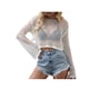 thumbnail image 4 of Txlixc Prendas de Punto de Lana para Mujer, Jersey de Punto de Manga Larga con Cuello Redondo de Malla de Color sólido para Damas, 5 Colores Txlixc Estilo de ocio, 4 of 8