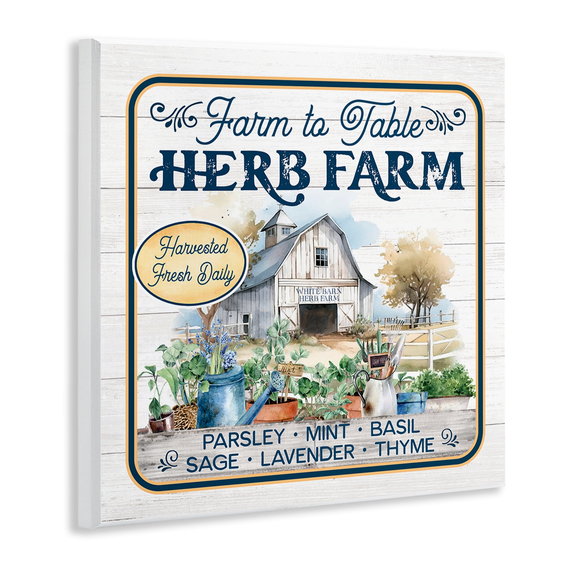 Stupell Industries Fresh Daily Herb Farm Text & Numbers Painting Unframed Art Print Wall Art, 12 x 12